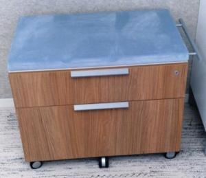 Teknion Corporation - 2 Draw Lateral File with Sky Blue Seat Cushion